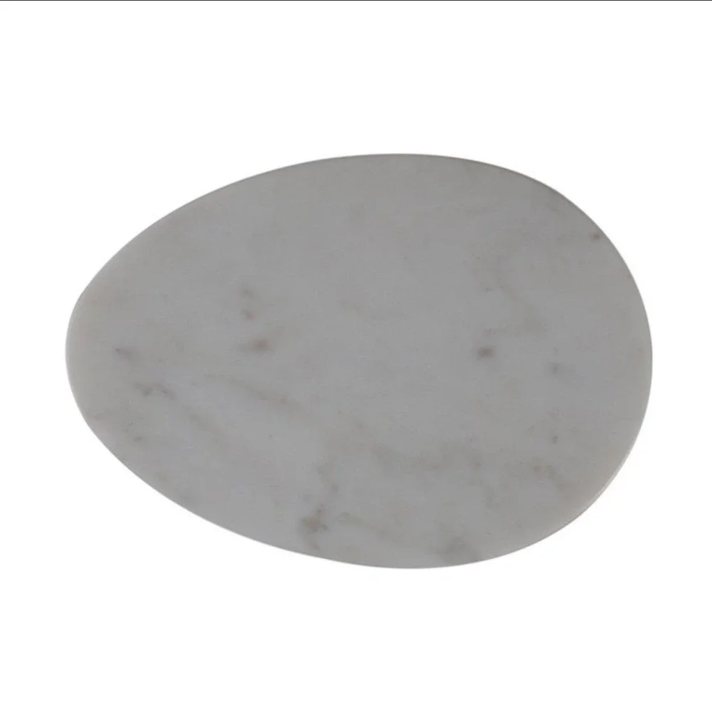 Bullseye's Playground White Marble Egg Shaped Serving Board 9x6.5 Polished Stone